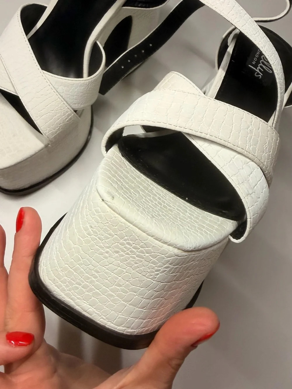 White Platform Ankle-Strap Women's Sandals Shellys London 38